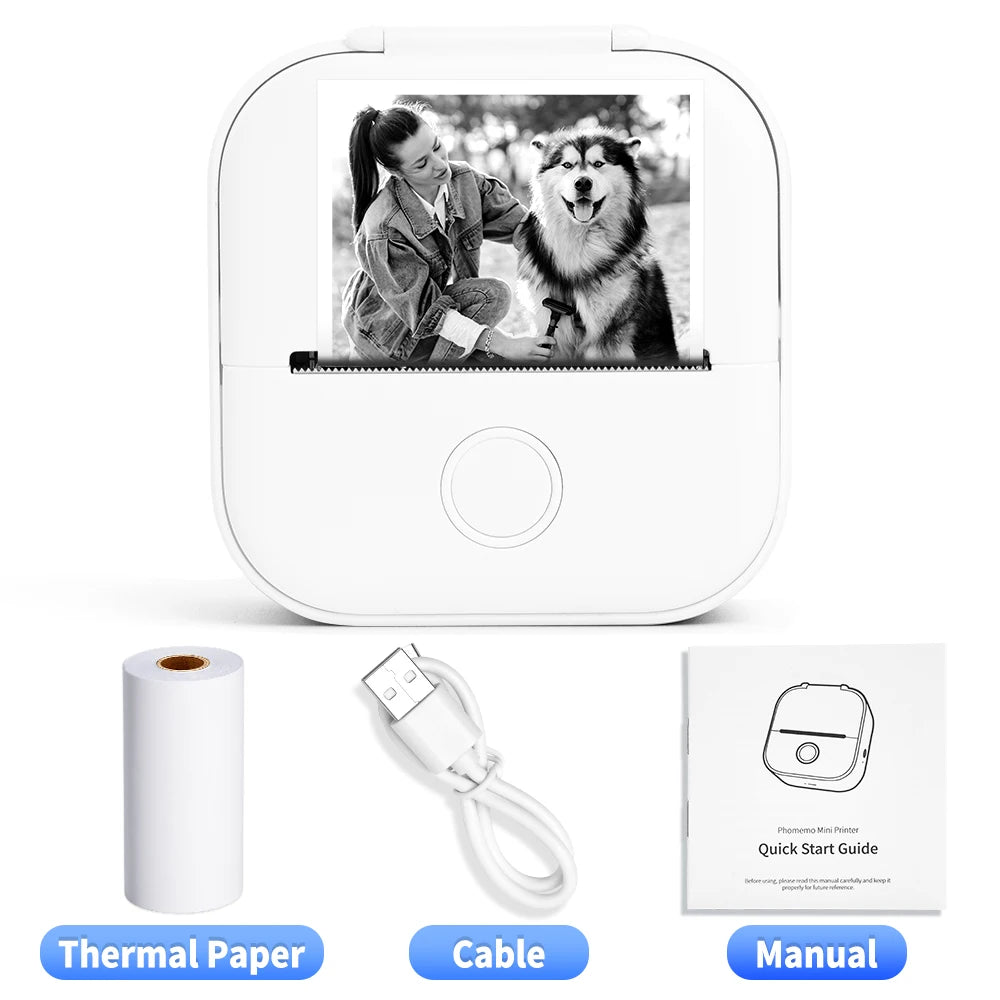 Portable Mini Thermal Printer T02 - Your Ideal Companion for DIY Sticker Labeling and Creative Projects
