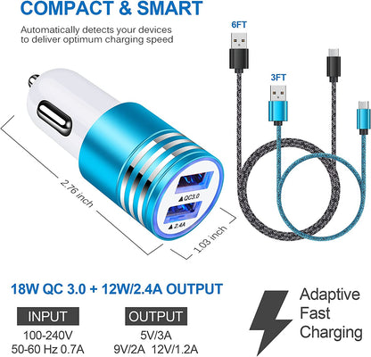 Quick Charge 3.0 wall charger for Samsung Galaxy with 3ft and 6ft USB-C cables