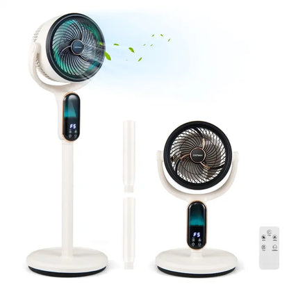 COSTWAY Pedestal Fan for Bedroom, Compact Oscillating Standing Fan with 70° Oscillation, 90° Tilt, 3 Adjustable Heights, 8 Speeds, 12H Timer & Remote, Quiet Table Fan for Home Office
