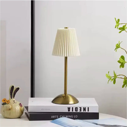 Kiwi Glow Wireless Brass Finish Desk Lamp with Umbrella Shade and USB-C Charging