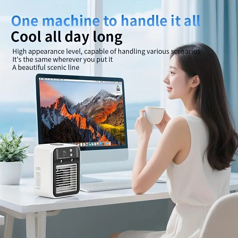2026 Portable 3-in-1 Fan and Evaporative Cooler with Dual Mist Speeds for Personal Use in Bedroom, Office, and Camping