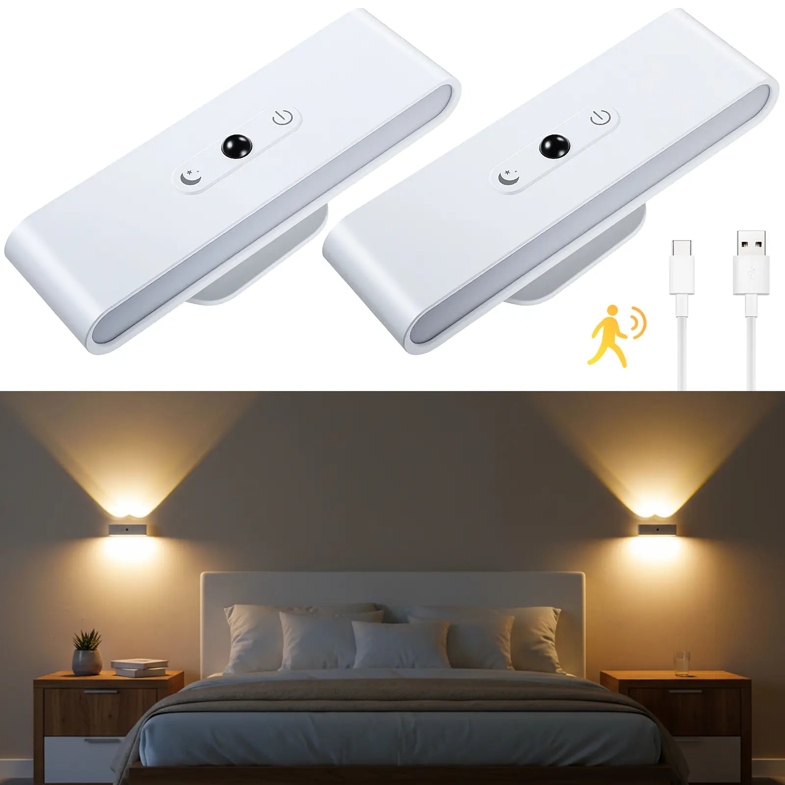Rechargeable Wireless Wall Light with Remote and Touch Control, 360° Adjustable, Three Color Temperatures for Contemporary Home Decor
