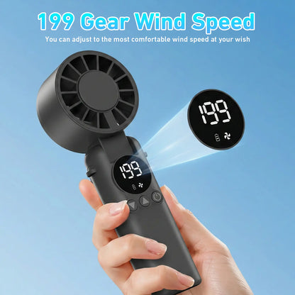 SINLEY Portable Handheld Turbo Fan, 199 Gear Wind, Battery Operated, up to 20 Working Hours, 3 in 1 Hand Fans with Air Turbo Tech Cooling Fan for Outdoor Activities, Travel