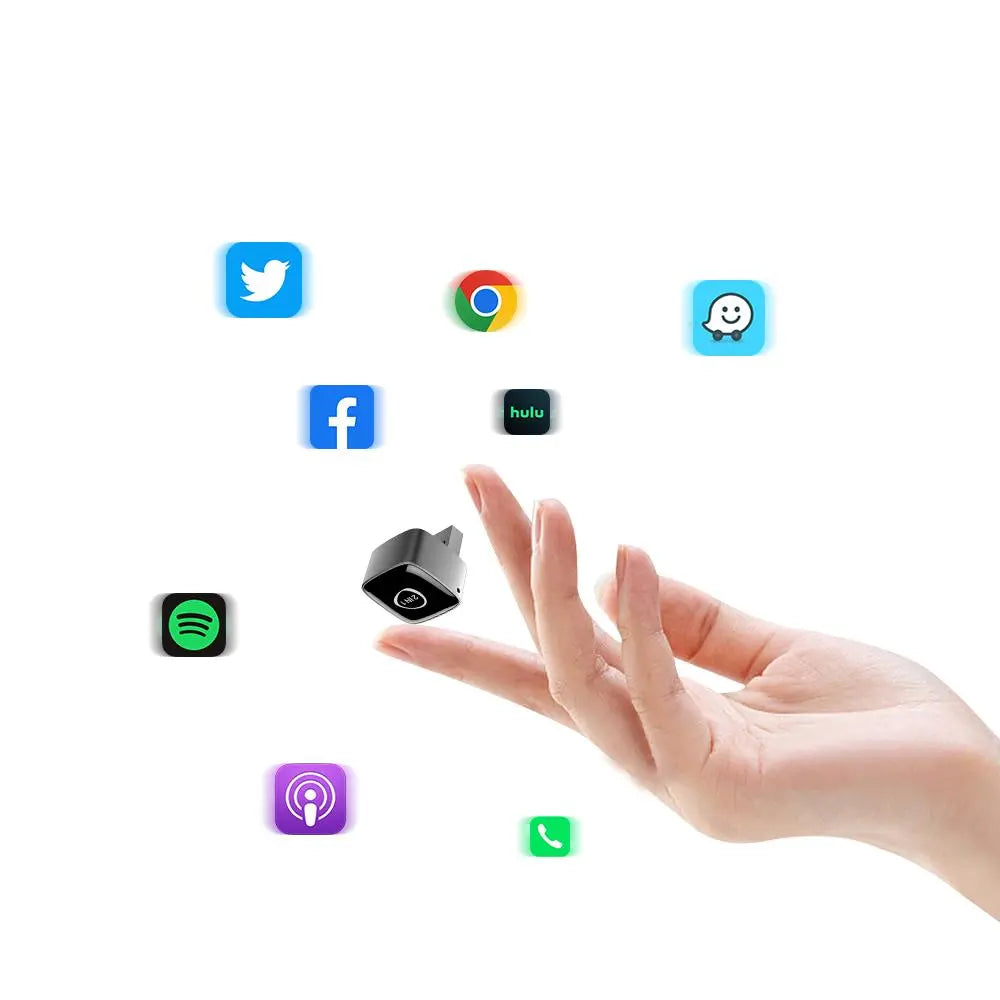 Mini Wireless Car Adapter, Car Plug & Play Adapter, Wired to Wireless Car Electronics Adapter, Compatible with Carplay