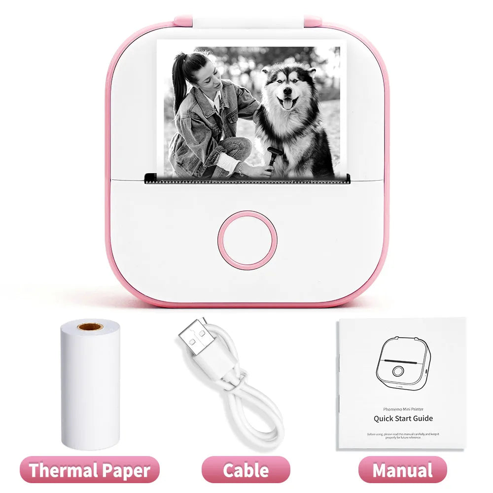 Portable Mini Thermal Printer T02 - Your Ideal Companion for DIY Sticker Labeling and Creative Projects