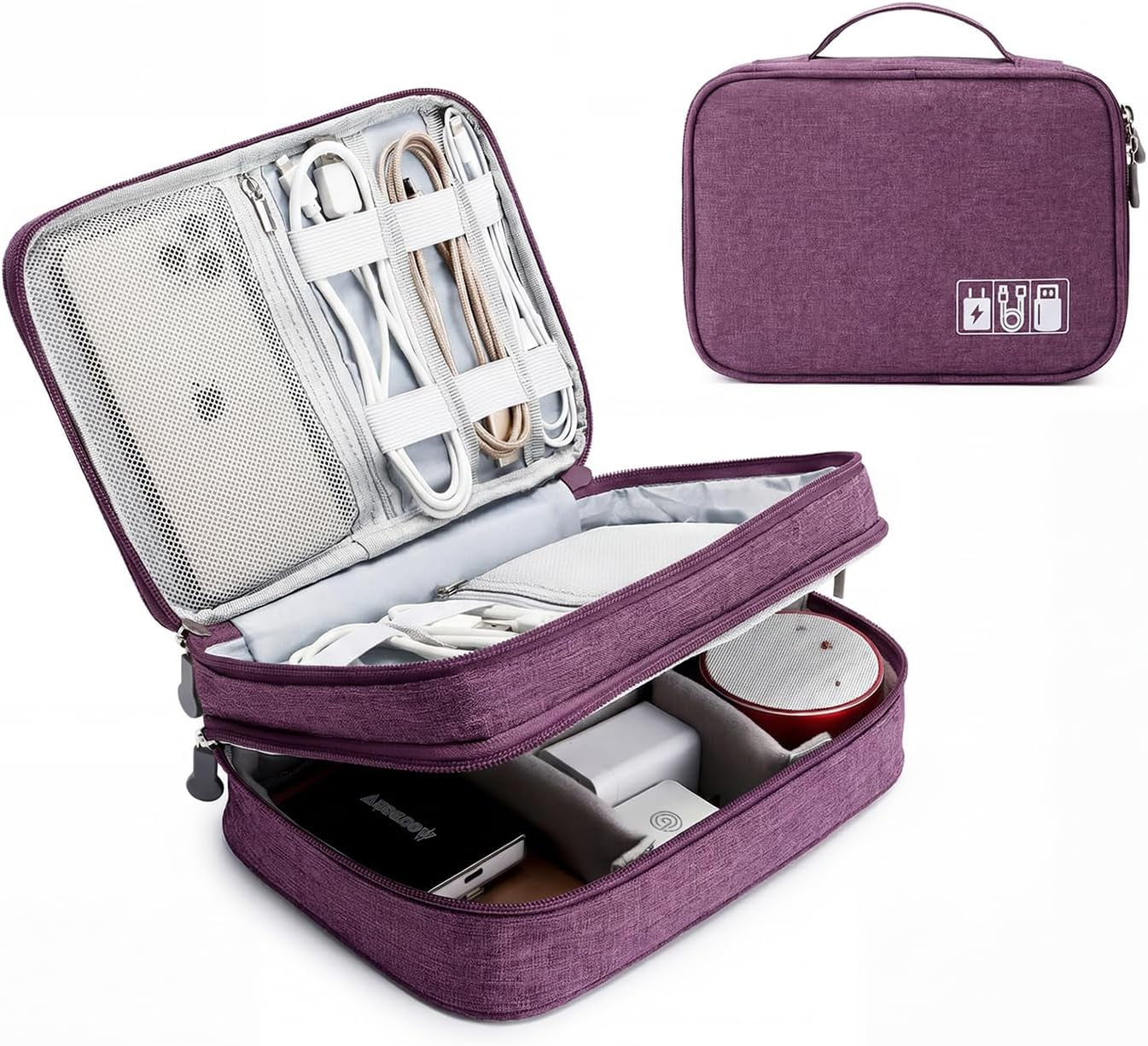 Stay organized on the go with our stylish Purple Travel Cable Organizer Bag! Perfect for all your electronic accessories like chargers, cords, and more! #TravelEssentials #Organization