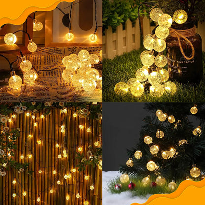 Solar String Lights with 8 Flashing Modes and 120 LED Bubble Bulbs, Modern Plastic Design, Switch Controlled for Garden, Mother's Day, Weddings, Birthdays, and Holiday Decorations