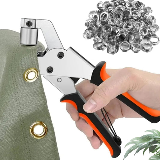 Snapfixmate Professional Grommet Kit: Heavy-Duty 3/8 Inch Eyelet Setter Tool with Handheld Pliers for Leather, Belts, Tarps, and Fabric