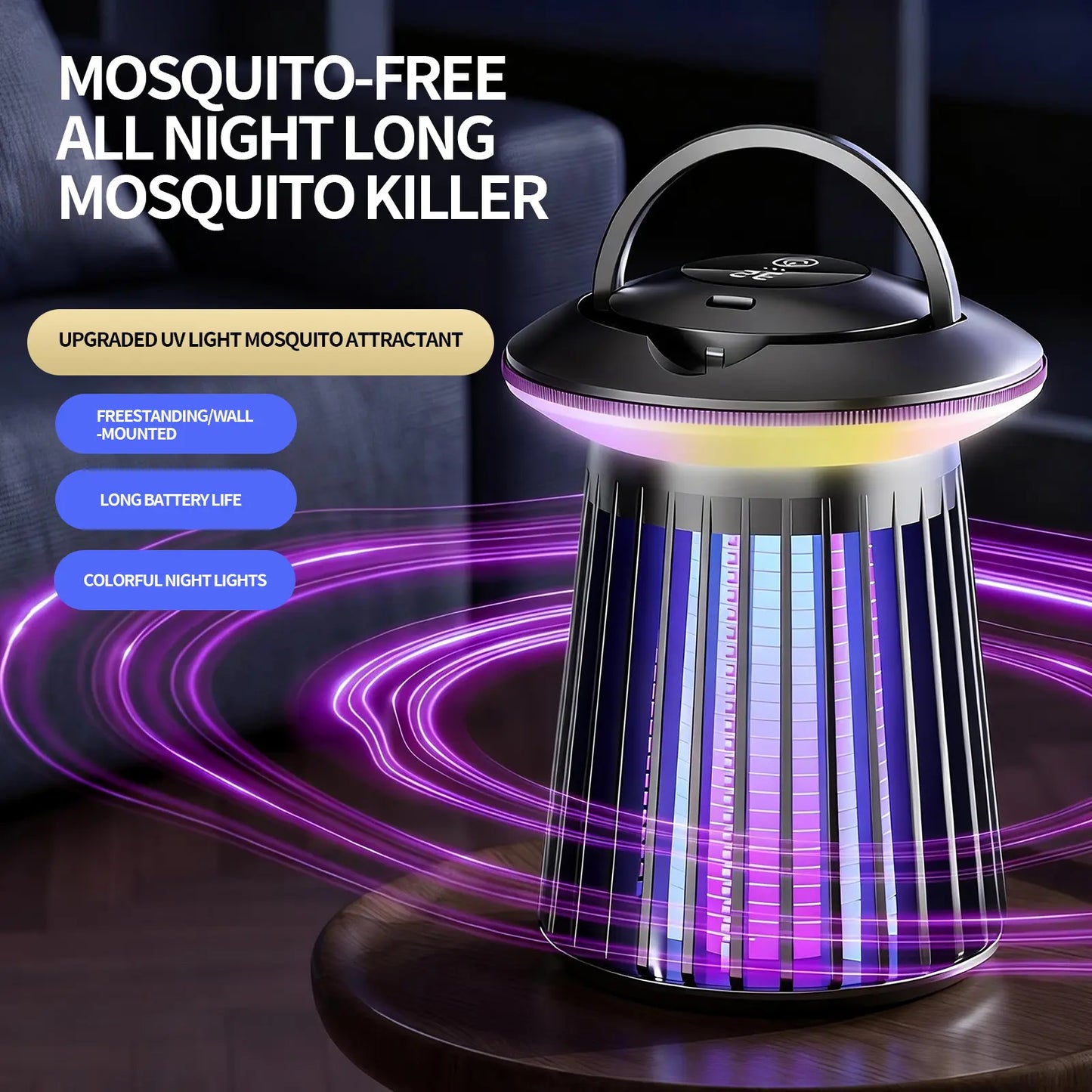 12Th Generation-Uv Light Mosquito Trap Lamp for Indoor Use, Portable Night Light with Quiet Operation