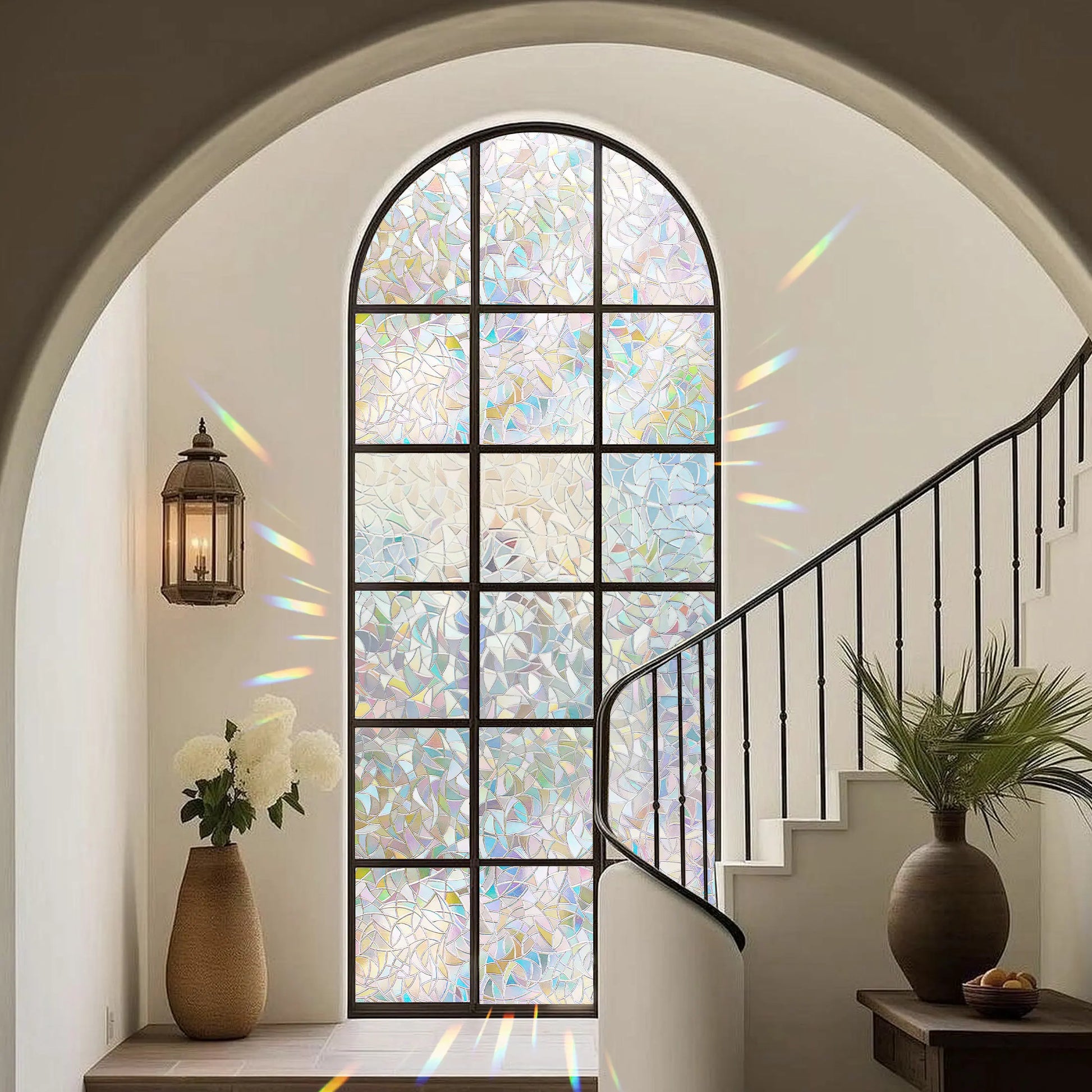 Dktie 17.7" X 78.7" Rainbow Window Film, 3D Decorative Window Vinyl, Anti-Uv & Heat Blocking, Easy Install Electrostatic Cling, Deliver Installation Tools