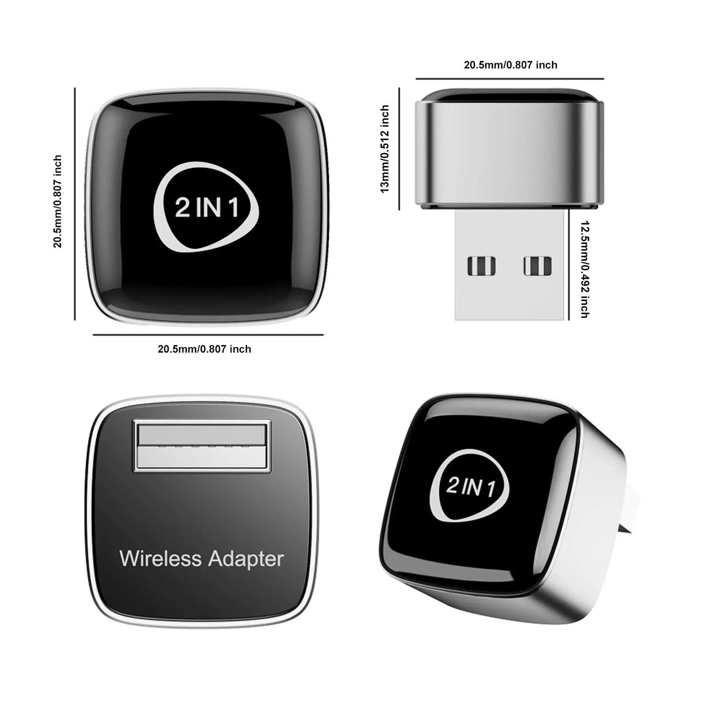 Mini Wireless Car Adapter, Car Plug & Play Adapter, Wired to Wireless Car Electronics Adapter, Compatible with Carplay