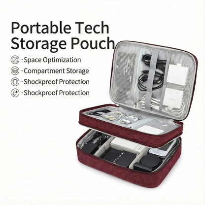 3 Layer Electronics Storage Bag Travel Cable Accessories Bag Waterproof Double Layer Organizer Portable Case for Cables Cord Charger Phone Adapter Power Bank Kindle Hard Drives Durable Pouch Easy to Carry