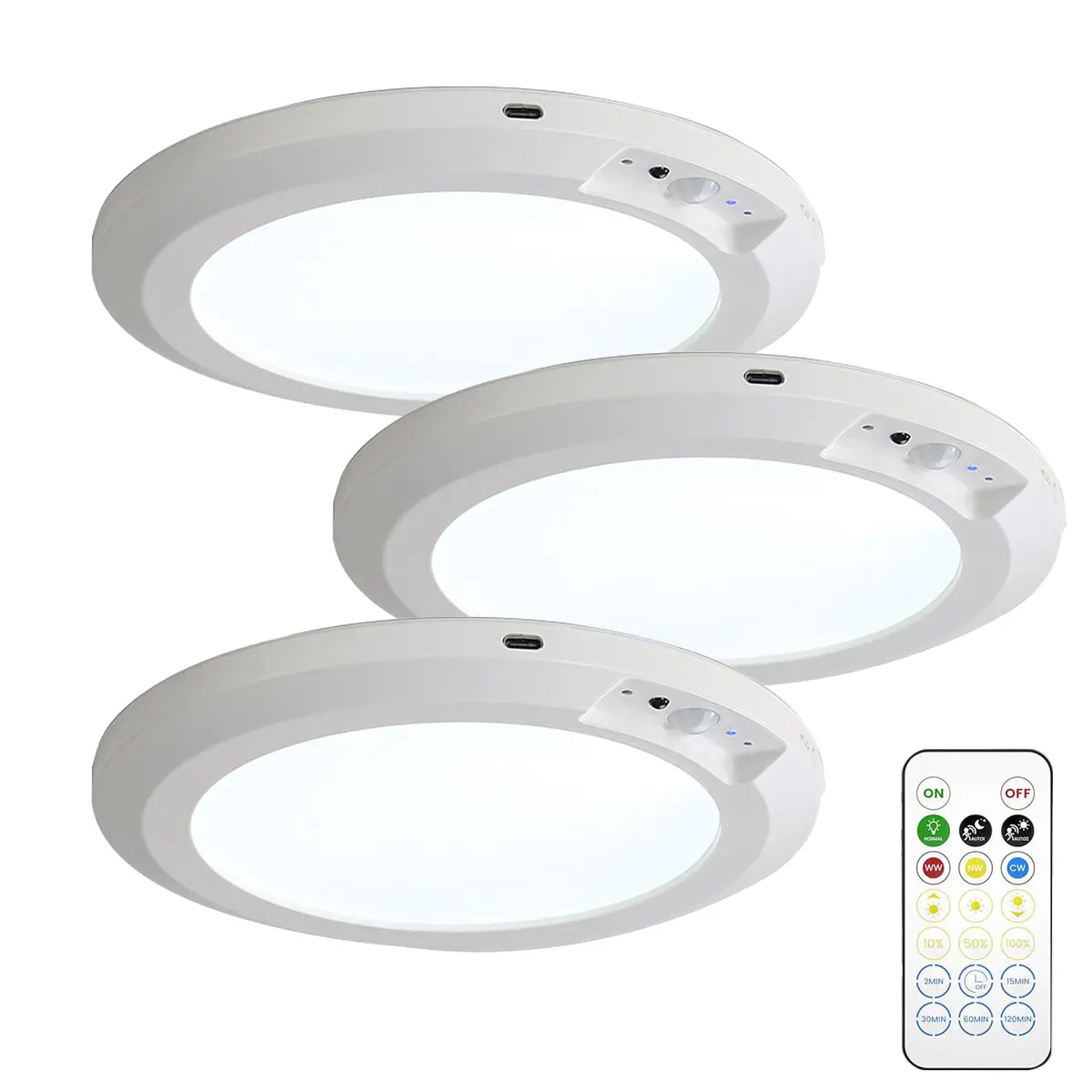 Rechargeable Wireless Sensor Ceiling Light with Remote Control and USB Charging for Versatile Indoor and Outdoor Use