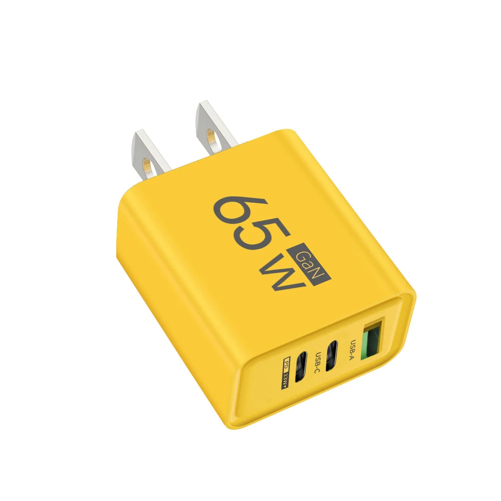Power Up Anywhere! ⚡️ 65W Gan USB C Fast Charger - 3-in-1 Multi-Port Quick Charge for iPhone, Samsung, Xiaomi & More! 🌍🔌 #TravelCharger #FastCharging