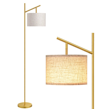EDISHINE Modern Floor Lamps for Living Room, 64.7" Minimalist Standing Lamp with 3 Color Temperatures Bulb & Adjustable Linen Shade, Foot Pedal Switch, Arc Tall Lamp for Bedroom Office, Black