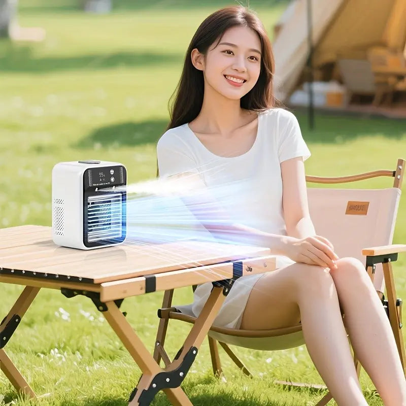 2026 Portable 3-in-1 Fan and Evaporative Cooler with Dual Mist Speeds for Personal Use in Bedroom, Office, and Camping