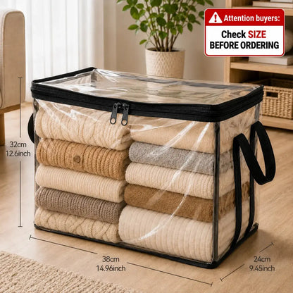 Large Clear Thick Plastic Storage Box with Hinged Lid, Heavy-Duty Durable High-Capacity Organizer for Home, Moving, Attic