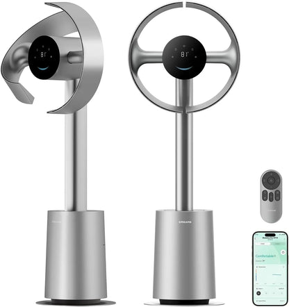 DREAME MF10 Bladeless Tower Fan for Bedroom, Smart Standing Fan with 270° Spatial Airflow for Whole-Room Circulation, 59Ft/S High Velocity, 10 Speeds 3 Modes, Temperature-Adaptive Airflow, Mf10-Beige