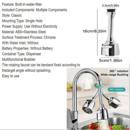 Faucet Sprayer, 1 Count 360° Rotating Water Saving Faucet Tap, Kitchen Faucet Tap
