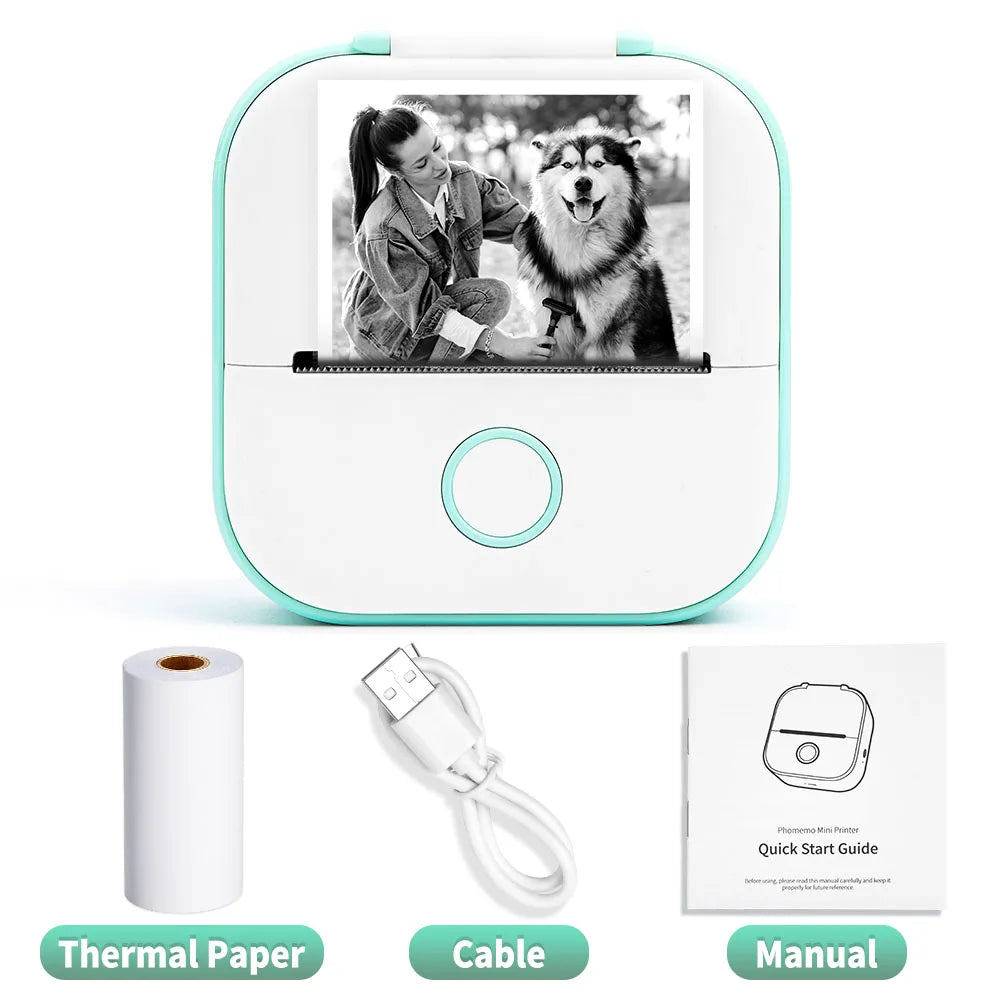 Portable Mini Thermal Printer T02 - Your Ideal Companion for DIY Sticker Labeling and Creative Projects