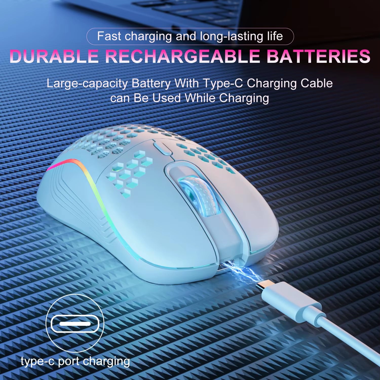 Elevate Your Gaming Experience with the 2.4G Wireless RGB Backlit Mouse - Ergonomic Design, 6 Buttons, and Rechargeable Convenience