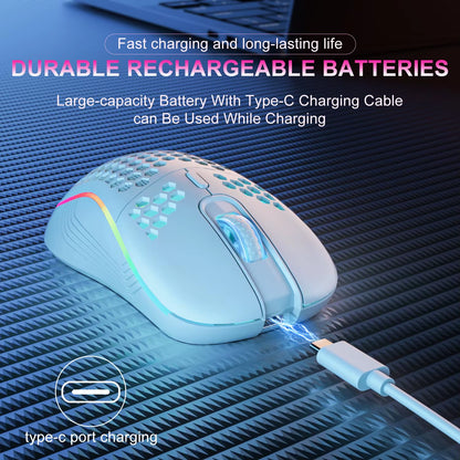 Elevate Your Gaming Experience with the 2.4G Wireless RGB Backlit Mouse - Ergonomic Design, 6 Buttons, and Rechargeable Convenience