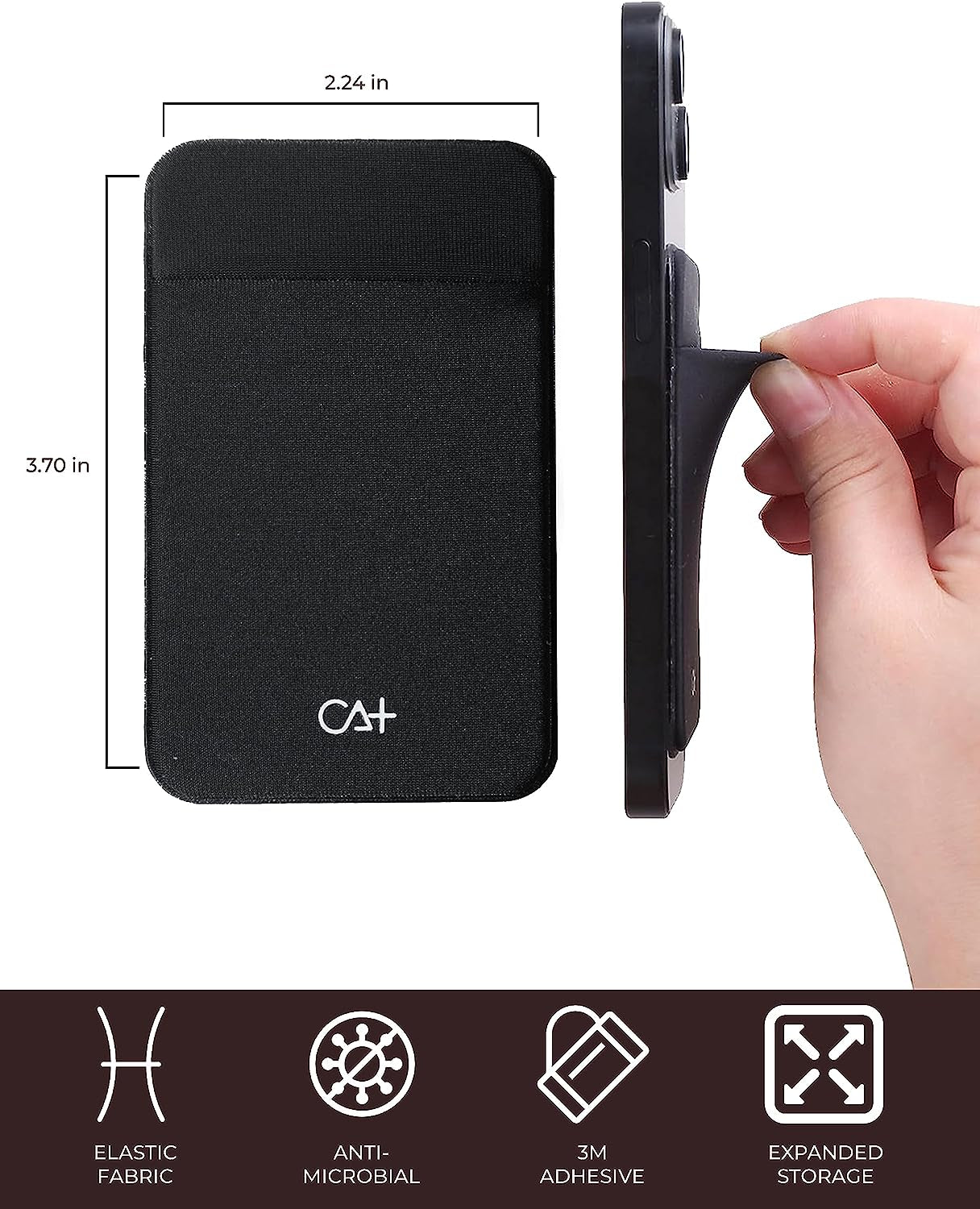 Phone Wallet Card Holder - Adhesive Sleeve for Cell Phone, Durable ID and Credit Card Holder (Black & Mint)
