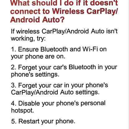 Mini Wireless Car Adapter, Car Plug & Play Adapter, Wired to Wireless Car Electronics Adapter, Compatible with Carplay