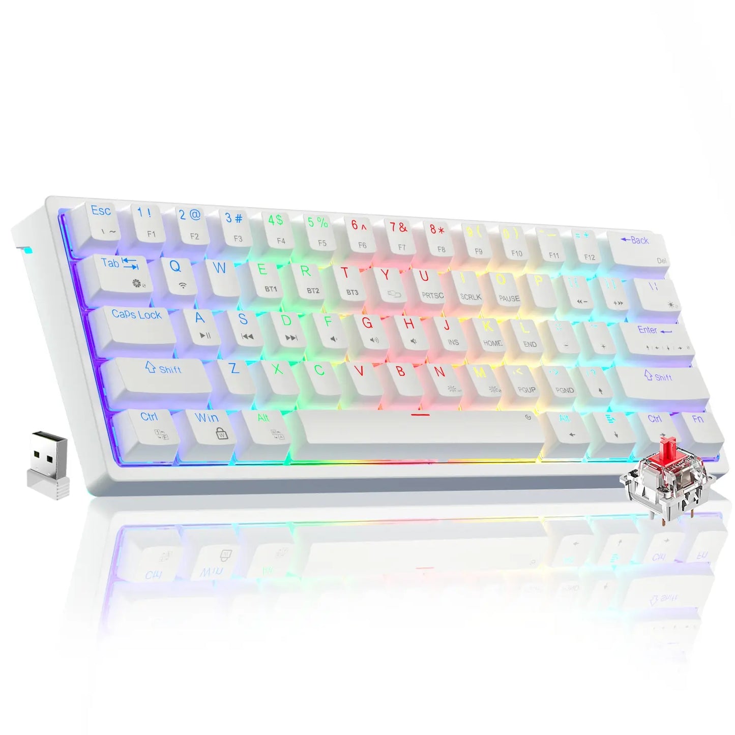 Solakka SK961 Wireless Mechanical Keyboard, 60% Keyboard, Three-Mode Connection RGB Backlight, Programmable Wireless Gaming Keyboard, Gaming Office, Birthday Gift Fallfreshness