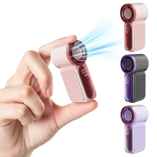 Mini Handheld Fan with LED Display – 6-Speed Turbo Pocket Fan for Women. USB Rechargeable, High-Speed Cooling for Travel & Makeup. Perfect Gift. Portable Refrigeration