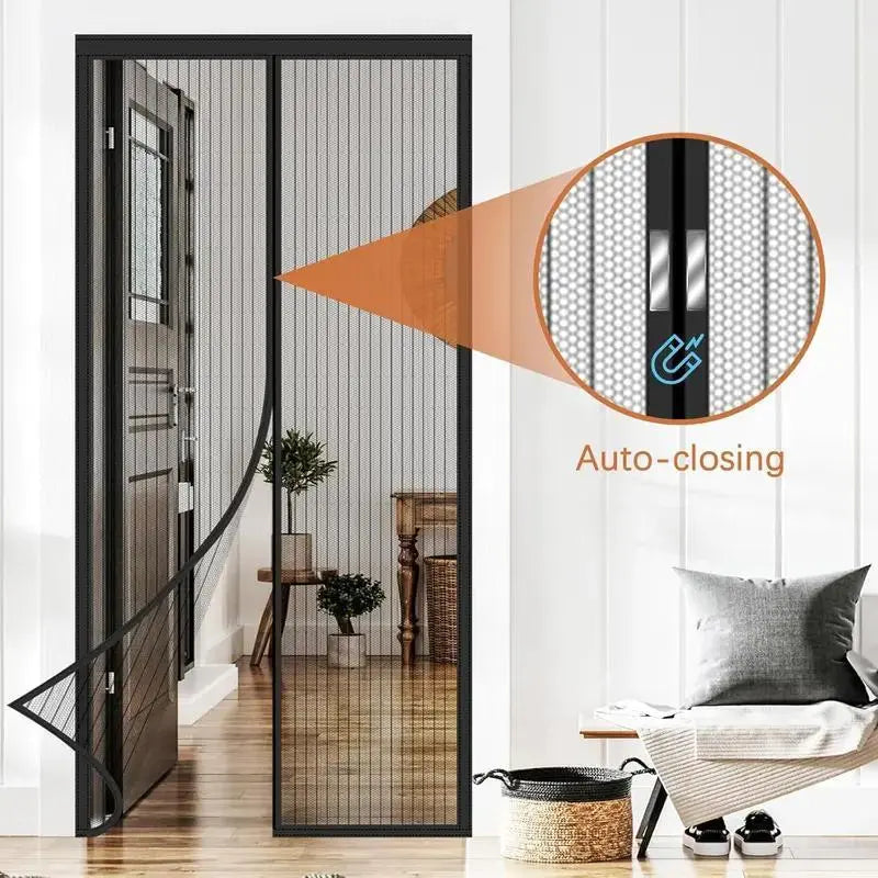 Mesh Magnetic Screen Door, Breathable Door Curtain, Outdoor Screen Fence, Easy to Install, Automattic Closure