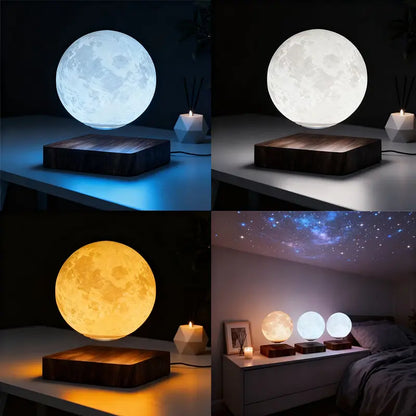 Magnetic Floating Moon Lamp - Levitating 3D Moon Night Light with 3 Color Modes, Spins Freely in Air, Cool Tech Gadget for Home Office Desk Decor, Bedroom Night Light, Unique Gift for Women, Kids, Birthday, Christmas