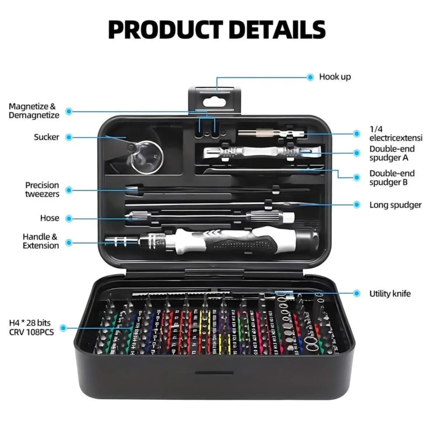 【Tiktokshopholidayhaul】132 in 1 Precision Screwdriver Hardware Set, Magnetic Screwdriver Tool Set with 108Pcs Bits, Multipurpose Screwdriver Tool Kit for Repairing Phone, Heavy Duty Industrial Tools, Precision Ratchet Screwdriver
