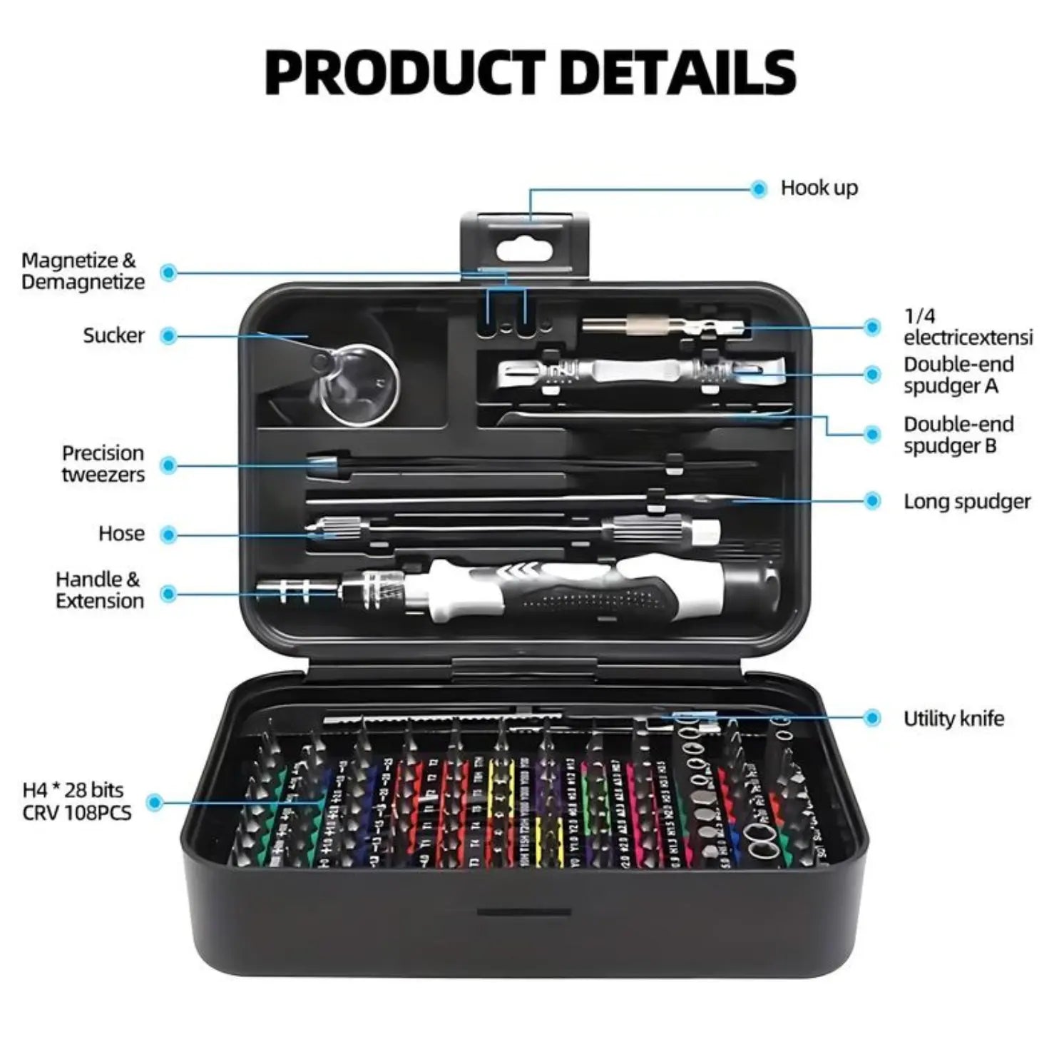 【Tiktokshopholidayhaul】132 in 1 Precision Screwdriver Hardware Set, Magnetic Screwdriver Tool Set with 108Pcs Bits, Multipurpose Screwdriver Tool Kit for Repairing Phone, Heavy Duty Industrial Tools, Precision Ratchet Screwdriver