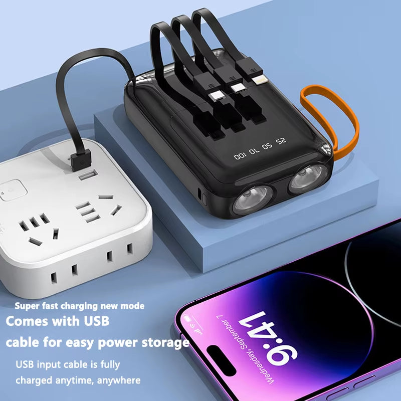 4-in-1 Mini Power Bank - Fast Charging Solution for iPhone and Xiaomi, Ideal for Portable Use