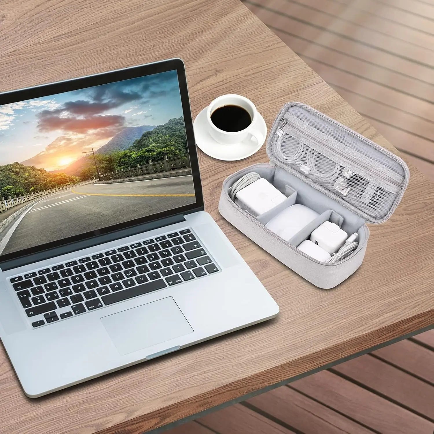 Travel Electronics Organizer Bag, Portable Carrying Case for Cables, Charger and Cords, Power Bank, Tech Accessories & Hard Drive, Travel Accessories, Durable Pouch