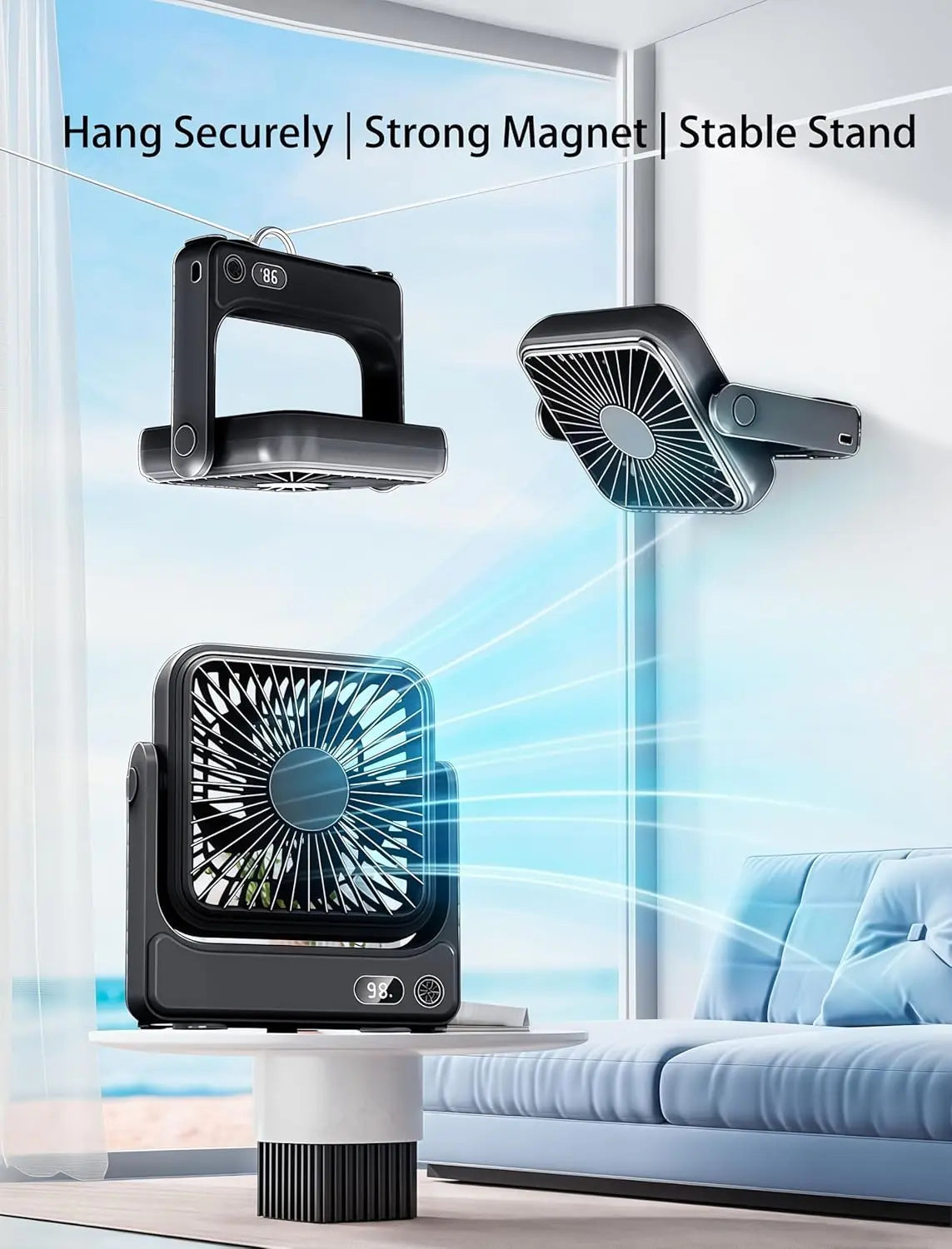 Magnetic fan for bedroom desk and camping use