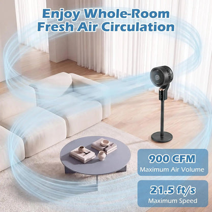 COSTWAY Pedestal Fan for Bedroom, Compact Oscillating Standing Fan with 70° Oscillation, 90° Tilt, 3 Adjustable Heights, 8 Speeds, 12H Timer & Remote, Quiet Table Fan for Home Office